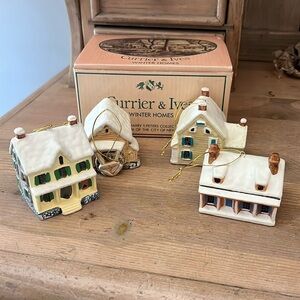 Currier & Ives Winter Homes Ornaments Set of 4 1987 Harry Peters
